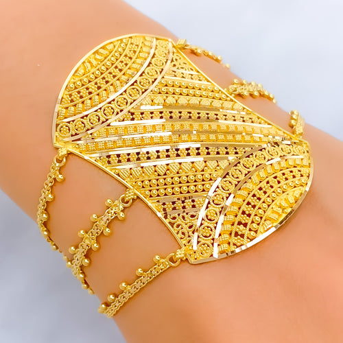 Versatile Upscale 22k Gold Statement Bracelet 