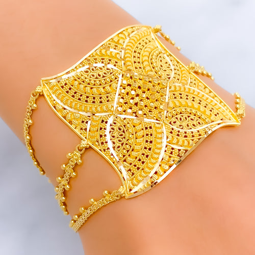 Stunning Floral 22k Gold Statement Bracelet 