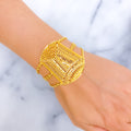 Intricate Striped 22k Gold Statement Bracelet 