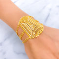 Intricate Striped 22k Gold Statement Bracelet 