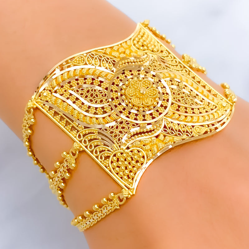 Artistic Grandiose 22k Gold Statement Bracelet 