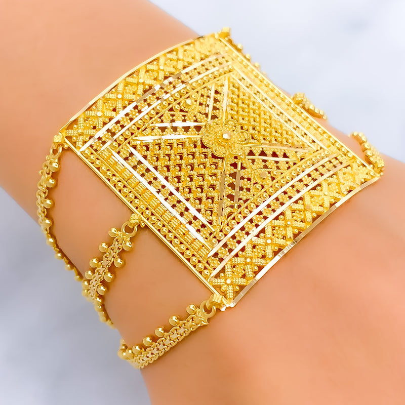 Luminescent Eclectic 22k Gold Statement Bracelet 