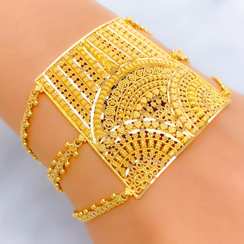 Captivating Ornamental 22k Gold Statement Bracelet 