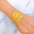 Glimmering Floral 22k Gold Statement Bracelet 