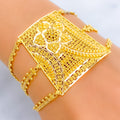 Glimmering Floral 22k Gold Statement Bracelet 