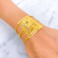 Glimmering Floral 22k Gold Statement Bracelet 