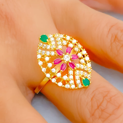 multi-color-flower-22k-gold-cz-statement-ring