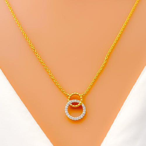 Shiny Interlinked Halo Diamond + 18k Gold Necklace