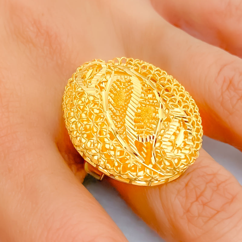 Charming Elevated 21k Gold Ring