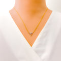 Majestic Open Triangle Diamond + 18k Gold Necklace 