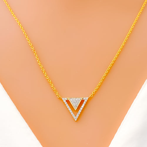 Majestic Open Triangle Diamond + 18k Gold Necklace 