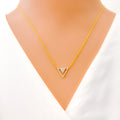 Majestic Open Triangle Diamond + 18k Gold Necklace 