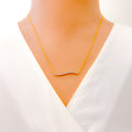 Modern Shimmering Wave Diamond + 18k Gold Necklace 