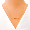 Modern Shimmering Wave Diamond + 18k Gold Necklace 