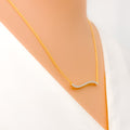 Modern Shimmering Wave Diamond + 18k Gold Necklace 