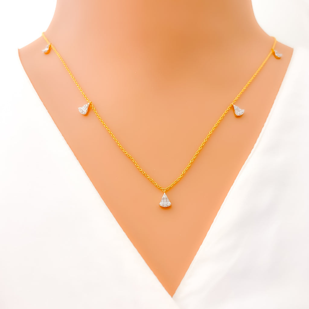 Glowing Triangular Diamond + 18k Gold Necklace – Andaaz Jewelers