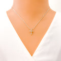 Shimmering Sleek Diamond + 18k Gold Cross Necklace