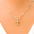 Shimmering Sleek Diamond + 18k Gold Cross Necklace