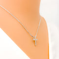 Shimmering Sleek Diamond + 18k Gold Cross Necklace