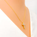 Beautiful Striking Diamond + 18k Gold Cross Necklace 