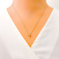 Everyday Festive Diamond + 18k Gold Cross Necklace 