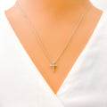 Everyday Festive Diamond + 18k Gold Cross Necklace 