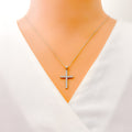 Classic Ethereal Diamond + 18k Gold Cross Necklace 