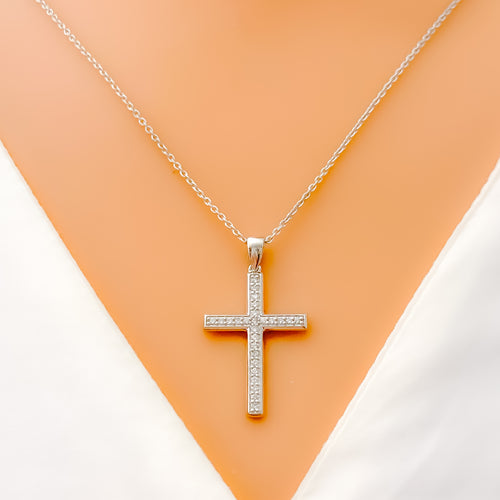 Classic Ethereal Diamond + 18k Gold Cross Necklace 