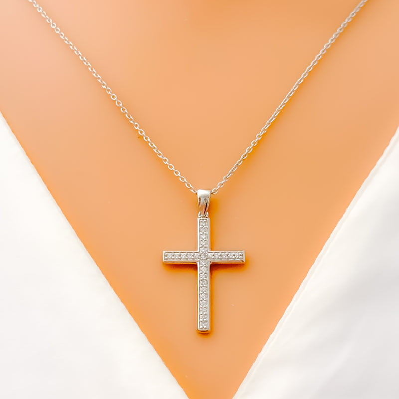 Classic Ethereal Diamond + 18k Gold Cross Necklace 