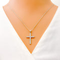 Classic Ethereal Diamond + 18k Gold Cross Necklace 