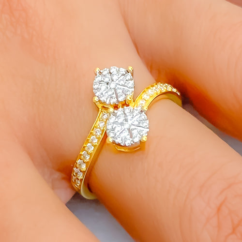 Gorgeous Graceful 18K Gold + Diamond Ring 