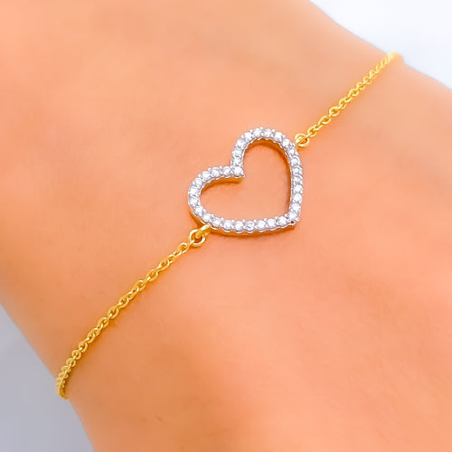 Majestic Heart-Shaped Diamond + 18k Gold Bracelet 