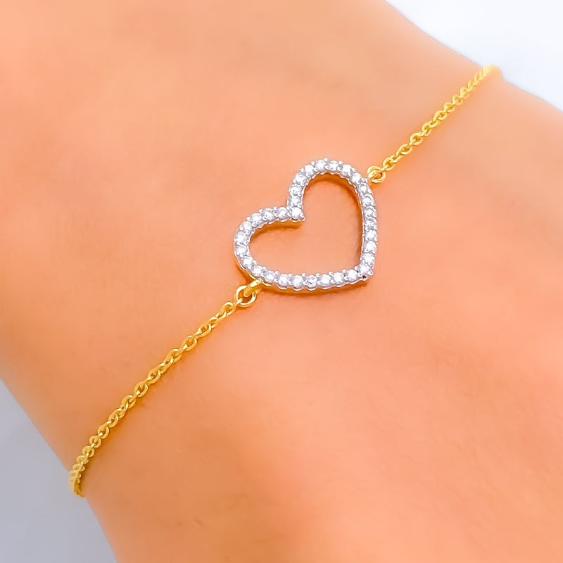 Majestic Heart-Shaped Diamond + 18k Gold Bracelet 