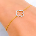 Blooming Clover-Shaped Diamond + 18k Gold Bracelet 