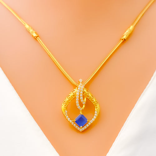 Distinct Embellished 22k Gold CZ Necklace Set 