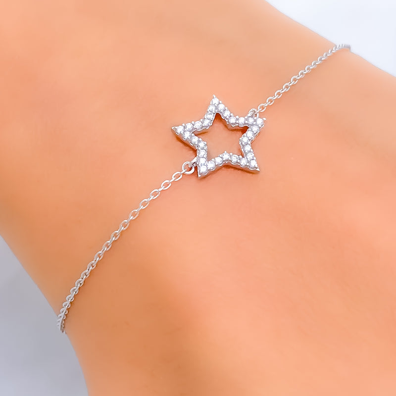 Twinkling Star-Shaped Diamond + 18k Gold Bracelet 