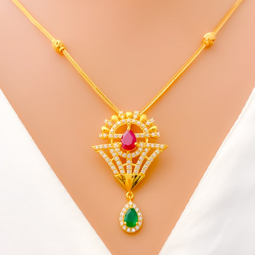 Impeccable Rich 22k Gold CZ Necklace Set 