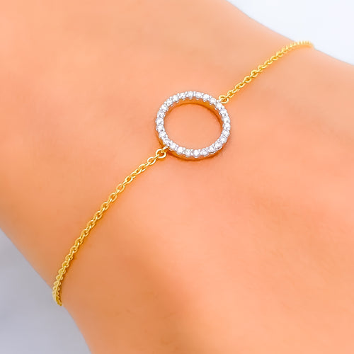 Bright Halo-Shaped Diamond + 18k Gold Bracelet 