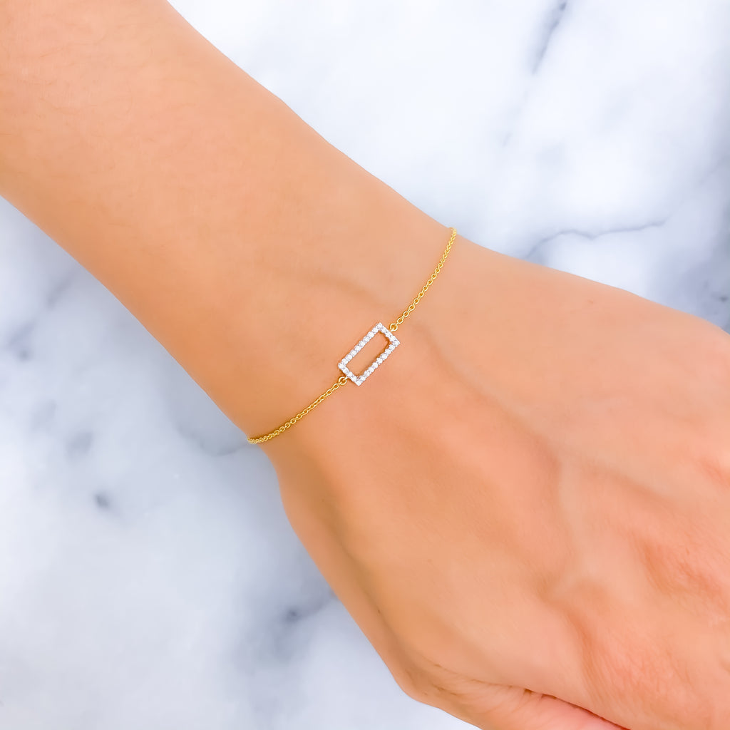 Ritzy Rectangular-Shaped Diamond + 18k Gold Bracelet – Andaaz Jewelers