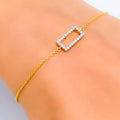 Ritzy Rectangular-Shaped Diamond + 18k Gold Bracelet 