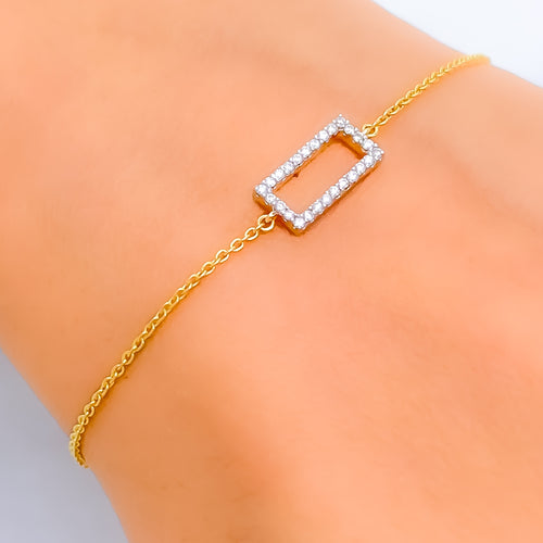 Ritzy Rectangular-Shaped Diamond + 18k Gold Bracelet 