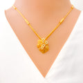 Asymmetrical Floral 22k Gold CZ Necklace Set 