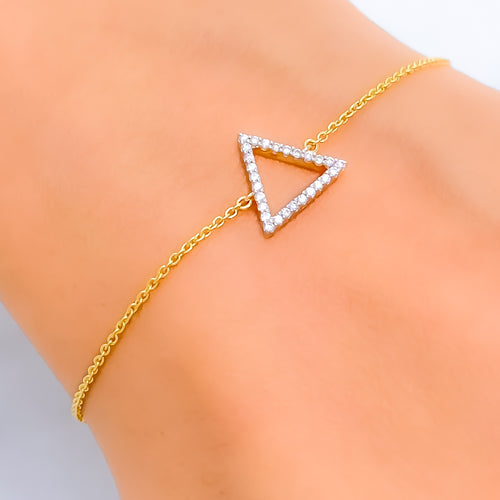 Trendy Triangular-Shaped Diamond + 18k Gold Bracelet 