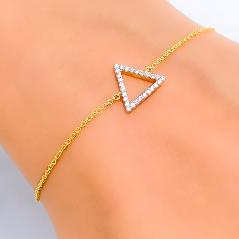 Trendy Triangular-Shaped Diamond + 18k Gold Bracelet 