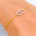 Unique Paper Clip Diamond + 18k Gold Bracelet 