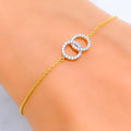 Elegant Dual Spiral Diamond + 18k Gold Bracelet 