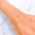 Elegant Dual Spiral Diamond + 18k Gold Bracelet 