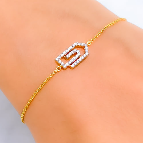 Contemporary Dainty Diamond + 18k Gold Bracelet 