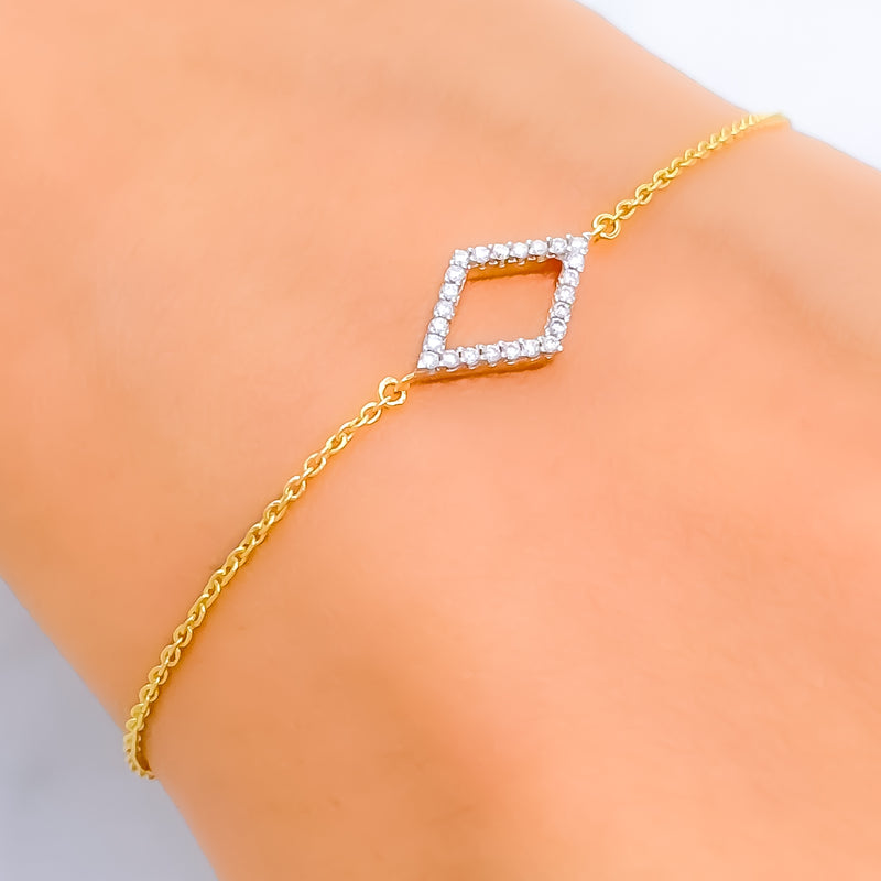 Timeless Kite-Shaped Diamond + 18k Gold Bracelet 