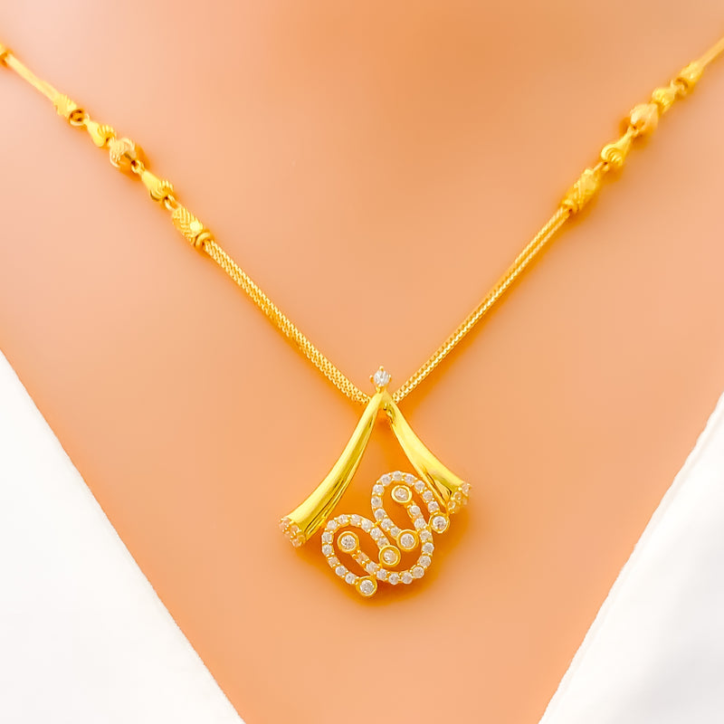 Mesmerizing Modish 22k Gold CZ Necklace Set 